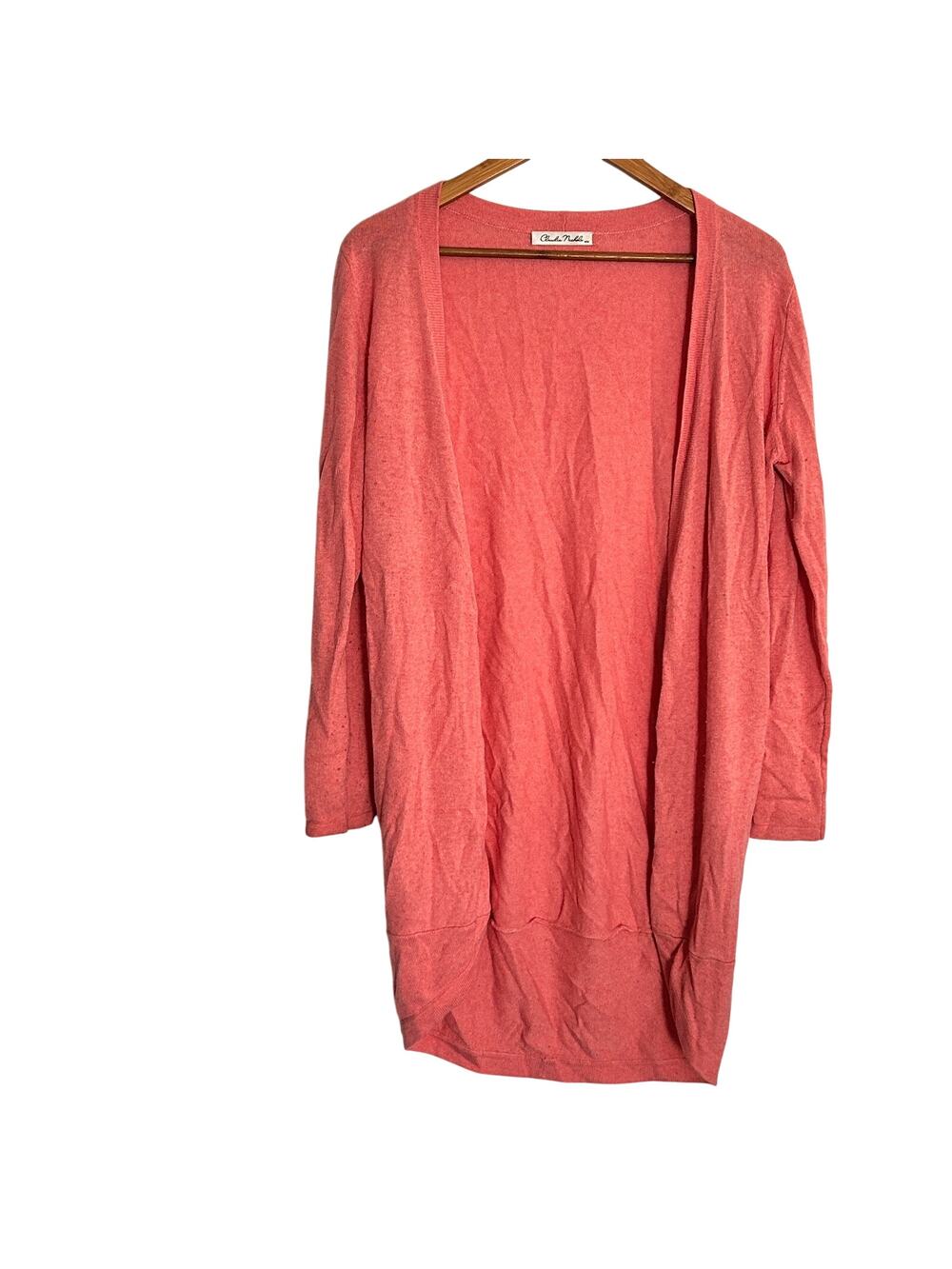 Claudia Nichole Silk Cashmere Cardigan Sweater M Coastal Old Money Pink Coral